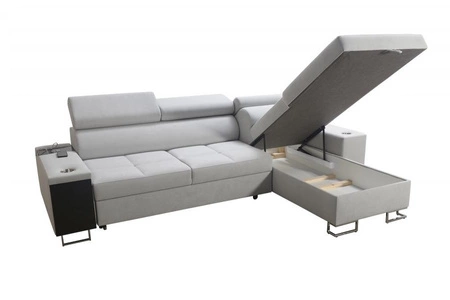 Rohová rozkládací pohovka Dafni šedá šedý samet pravá strana pohodlí a funkčnost při každodenním odpočinku