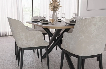 Lyon stůl 90x185 cm řemeslný dub / černý stylový jídelní stůl na designových pavoučích nohách výškově nastavitelný