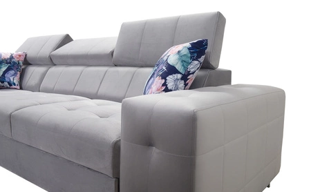 Rohová pohovka s funkcí spaní Hampton II světle hnědá levá stylová rohová rozkládací pohovka měkké čalounění typ látky samet