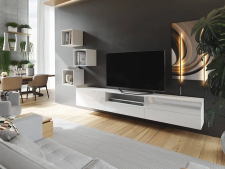 Sarti nábytek bílá / bílý lesk stylový design funkční mediální koutek v mimořádně moderním stylu