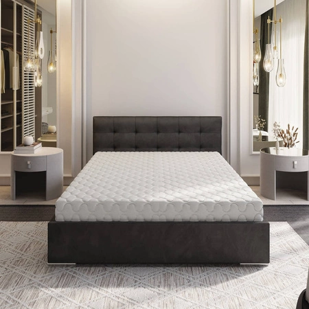 Čalouněná postel Montigo 180x200 grafit s úložným boxem v moderním skandinávském stylu s prošívaným čelem