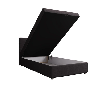 Kontinentální postel Fresno 90x200 grafit v moderním skandinávském stylu s čalouněným čelem postele s úložným boxem