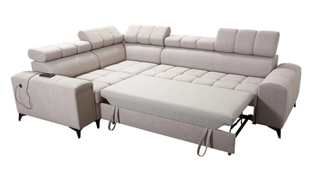 Rohová sedací souprava s funkcí spaní Bolmso II béžová levá rohová sedací souprava s kontejnerem na ložní prádlo s plnovýsuvnou zásuvkou v boční části nábytku