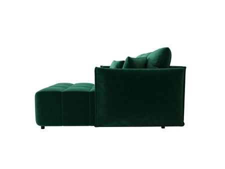 Rozkládací pohovka Oroso láhev zelená pravá strana měkká sametová tkanina s hydrofobním povlakem nádoba na lůžkoviny