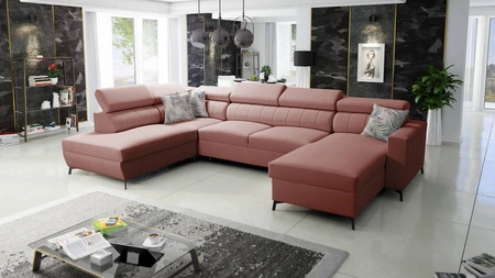 Rohová sedací souprava s funkcí spaní Savona VI Indian pink pravá elegantní a pohodlná rohová sedací souprava do obývacího pokoje se dvěma nádobami na lůžkoviny 
