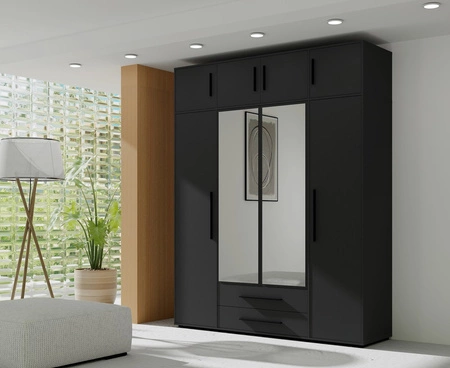Nástavec na šatní skříň Maxione 198 cm černá funkční skříň zvětší úložný prostor pro oblečení boty a doplňky