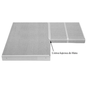 Úhlová lišta pro celkové kuchyňské pracovní desky 28 mm hliník