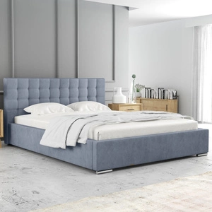 Čalouněná postel Umiky 180x200 modrá stylová postel s úložným prostorem na lůžkoviny pohodlný podhlavník zaujme svým elegantním designem