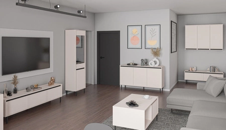 Komoda Osaka 149 cm béžová / černá minimalistický design ideální do obývacího pokoje a ložnice vkusné drážkované čelo