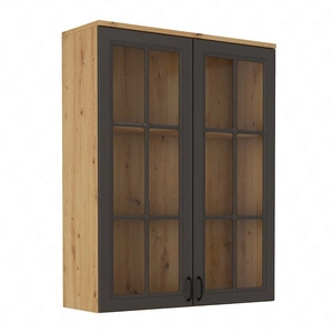 Nástavec na komodu Styl 100 cm dub artisan / šedý grafit klasický design bezpečnostní tvrzené sklo frézovaná čela kovové úchyty