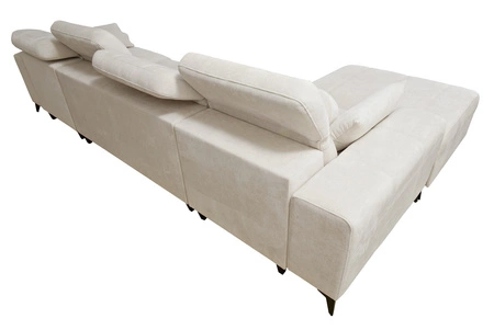 Penejos XII Lux modrá levotočivá rohová pohovka s funkcí spaní Stylová rohová pohovka s pohodlným výsuvným podnožníkem