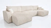 Rohová pohovka s funkcí spaní Fiesta U XL slonová kost elegantní rohová pohovka do obývacího pokoje s úložným prostorem na lůžkoviny manšestrová tkanina