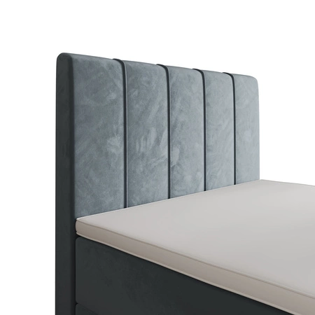 Kontinentální postel Casey 100x200 tyrkysová v moderním skandinávském stylu s čalouněným čelem postele s úložným boxem