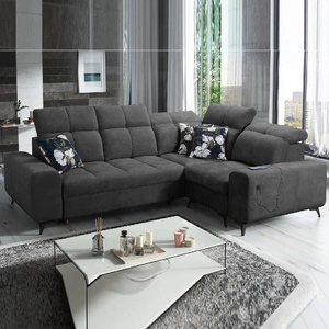 Rozkládací pohovka Buffalo II grafitový pravý roh Funkční a stylová rozkládací pohovka s nastavitelnými opěrkami hlavy