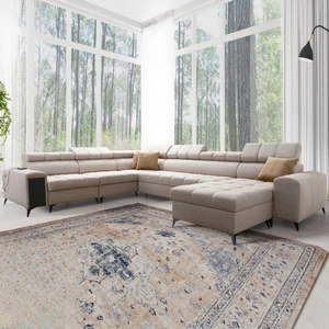 Rohová sedací souprava s funkcí spaní Bolmso VIII béžová pravá strana elegantní a pohodlná rohová sedací souprava se zásuvkou ideální do prostorných interiérů