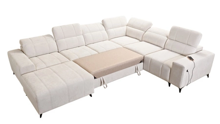 Rohová rozkládací pohovka s funkcí spaní Penejos VIII modrá levá stylová rohová rozkládací pohovka z odolné tkaniny