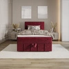 Vínová kontinentální postel Casey 100x200 v moderním skandinávském stylu s čalouněným čelem postele s úložným boxem