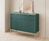 Komoda Lovro 104 cm pastelově zelená moderní design potěší milovníky výrazných interiérů komoda obohacená zlatými doplňky
