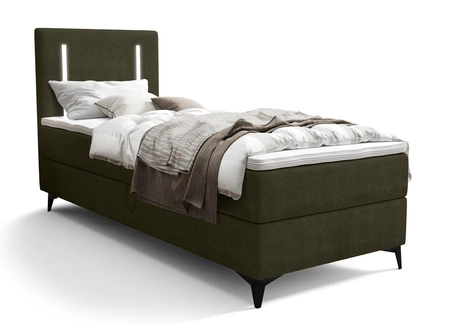 Kontinentální postel Norco 80x200 zelená stylová postel s úložným boxem osvětlení v čele postele dodává jedinečný nádech