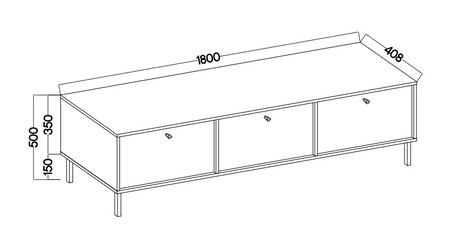 Nábytek Kioto II eukalyptus stylový designový nábytek do obývacího pokoje elegantní nábytek podepřený kovovými černými nohami decentní úchytky