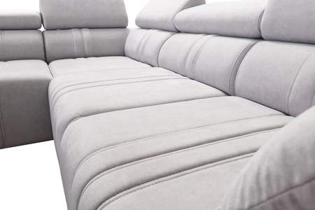 Rohová sedací souprava s funkcí spaní Castel II Lux růžová levá pohodlná rohová sedací souprava do obývacího pokoje s pohodlným výsuvným podnožníkem