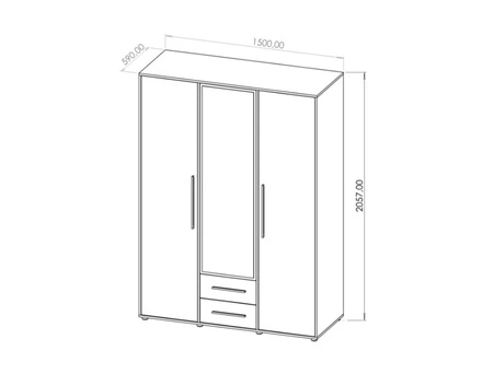 Zrcadlová šatní skříň Maxione 150 cm bílá funkční šatní skříň do ložnice, pokoje pro mladé nebo předsíně obohacená o zásuvky