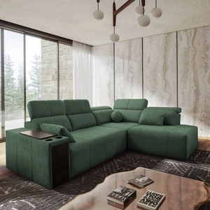 Rohová sedací souprava s funkcí spaní Tesalia VII mincovna pravý roh moderní design pohodlný posuvný opěrák zásuvka v boku nábytku