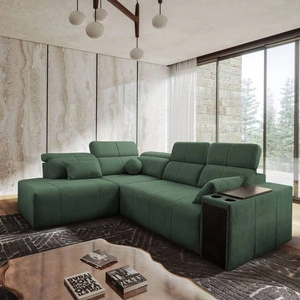 Rohová sedací souprava s funkcí spaní Tesalia VII mint levá moderní design pohodlný posuvný opěrák zásuvka v boční části nábytku