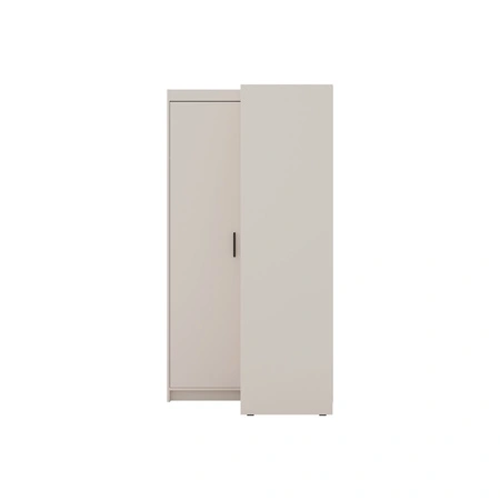 Rohová šatní skříň Rene béžová písková stylový design ABS hrany čela šatní skříně do ložnice v matném provedení černé úchyty