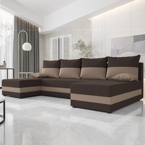 Rohová sedací souprava s funkcí spaní Bowers U hnědá / tmavě béžová rohová sedací souprava s lůžkovinami záruka pohodlí a funkčnosti