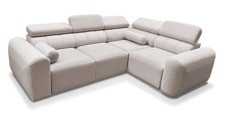 Cantare II rohová pohovka s funkcí spaní šedá jasan pravá pohodlná rohová pohovka do obývacího pokoje se stylovým charakterem měkká látka