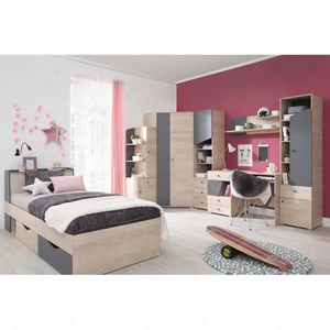 Sada nábytku Dzeta dub / antracit ideální do dětského pokoje nebo pokoje pro mladé v módním stylu