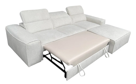 Rohová sedací souprava s funkcí spaní Viano světle hnědá pravá Stylová rohová sedací souprava zajímavého tvaru s nastavitelnými opěrkami hlavy Dekorativní polštáře