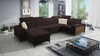 Rohová sedací souprava s funkcí spaní Kelly IV hnědá levá opletená pohodlná rohová sedací souprava nastavitelné opěrky hlavy boční čalounění s lamelami