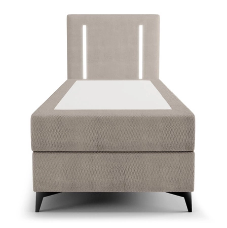 Kontinentální postel Norco 90x200 tmavě béžová Stylová postel s úložným boxem Osvětlení v čele postele dodává jedinečný nádech