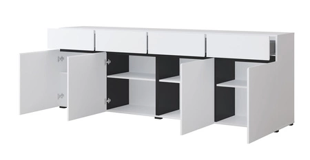 Komoda Cross 225 cm bílá jednoduchý tvar v moderním designu ideální komoda do obývacího pokoje nebo ložnice geometrický tvar