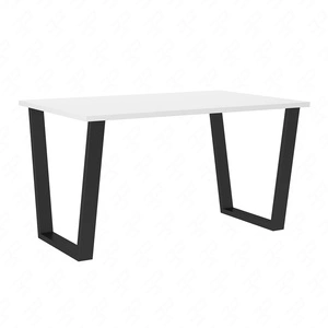 Stůl Woburn 138x67 cm bílá / černá jednoduchý tvar nábytku obohacený o stylové černé nohy v loftovém stylu odolné proti rozlití desky