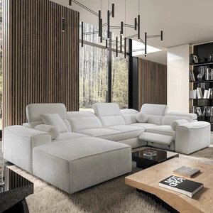 Rohová sedací souprava s funkcí spaní Viano IV Lux šedý jasan levé provedení rohová sedací souprava s výsuvnou podnožkou velká nádoba na lůžkoviny