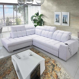 Rozkládací pohovka Luigi VII šedá jasan levá pohodlná rohová rozkládací pohovka v moderním provedení