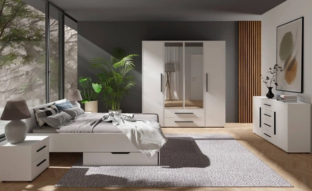 Postel Maxione 160x200 cm bílá ideální postel do ložnice pro milovníky minimalistického uspořádání vysoké pohodlné čelo