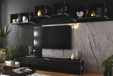 Nástěnná skříňka Lindos bílá / bílý lesk stylový design, který se hodí k jakékoli interiérové nástěnné skříňce RTV skříňka s možností zavěšení