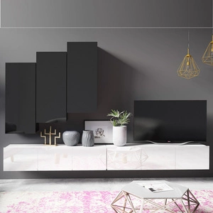 Apulia XX nástěnná skříňka bílý lesk / černý lesk výjimečně stylová nástěnná skříňka jednoduché jednotky hodící se do každého interiéru