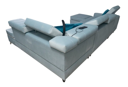 Rohová sedací souprava s funkcí spaní Rava VI grafit levá Praktická a moderní rohová sedací souprava vybavená multifunkční lampou