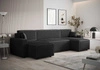 Rohová sedací souprava s funkcí spaní Brandon U Bis černý kontejner na lůžkoviny trojrozměrná látka s výraznými pruhy měkké područky