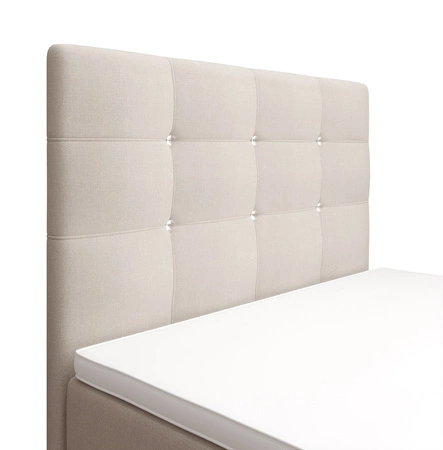 Béžová kontinentální postel Kansas 100x200 v moderním skandinávském stylu s čalouněným čelem a podnožkou