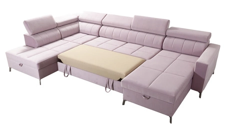 Rohová sedačka s funkcí spaní Nausa VI bordó pravá strana stylová rohová sedačka do obývacího pokoje s pohodlnou povrchovou úpravou měkká sametová látka