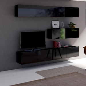 Nástěnná skříňka Apulia VIII v černém lesku Výjimečně stylová nástěnná skříňka s jednoduchými nábytkovými díly, která se hodí do každého interiéru