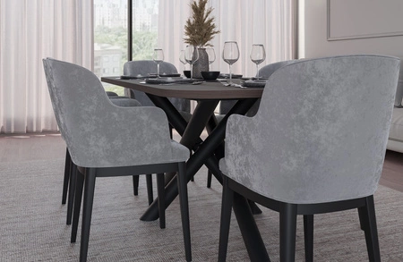 Lyon stůl 90x185 cm wisconsin ořech / černý stylový jídelní stůl na designových pavoučích nohách výškově nastavitelný