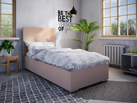 Čalouněná postel Burgos 90x200 pudrově růžová s moderním stylem čela ideální do pokoje pro mladé nebo malé ložnice