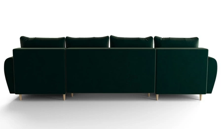 Rohová sedací souprava s funkcí spaní Rovigo U bottle zelená elegantní a pohodlná rohová sedací souprava ve skandinávském tvaru velká přihrádka na lůžkoviny